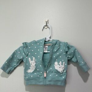 Polka dot bunny zip up jacket